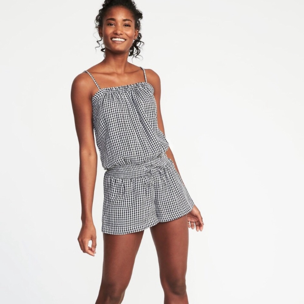 NWT Old Navy Black and White Gingham Romper